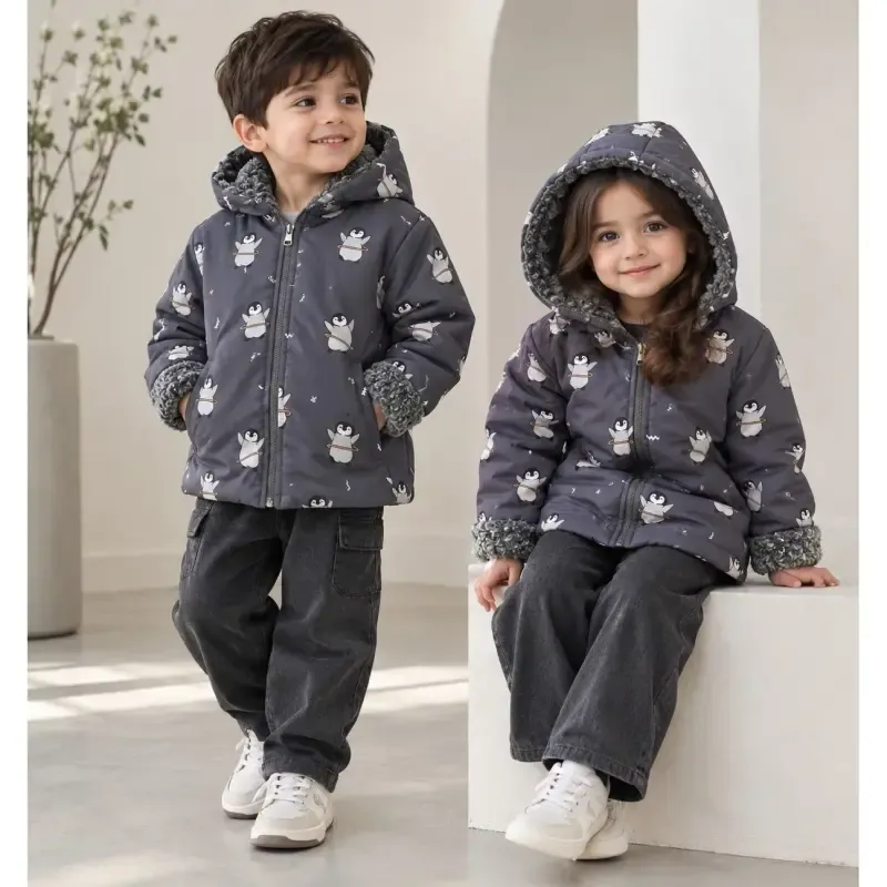 سویشرت بارونی بچه گانه خزدار ضخیم ضد آب سایز 2 تا 8 سال