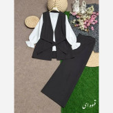 ست چهارتیکه زنانه مدل ملنا جنس بزیاق ریزشی اعلا رنگ مشکی سرمه ای قهوه ای سوخته سایز فری