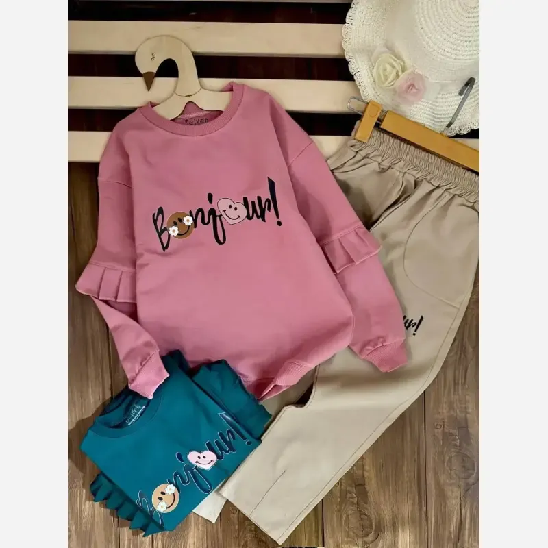 بلوز و شلوار بچگانه بونجور بلند بلوز پنبه دورس شلوار کتان سایز 35 تا 50
