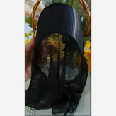 مینی اسکارف نقابدار تور دیپلمات مشکی سرمه ای قهوه ای دور گیپور دوزی شده خنک تابستانی