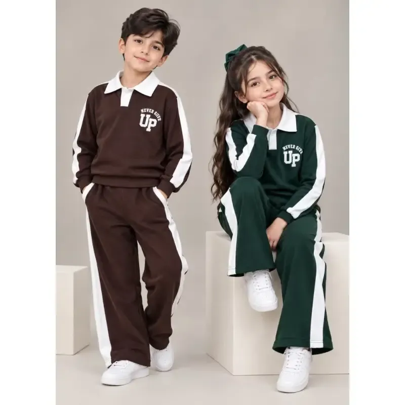 ست بلوز شلوار دورس داخل حوله ای دخترانه و پسرانه اسپرت 8 تا 11 سال سایز 55 و 60