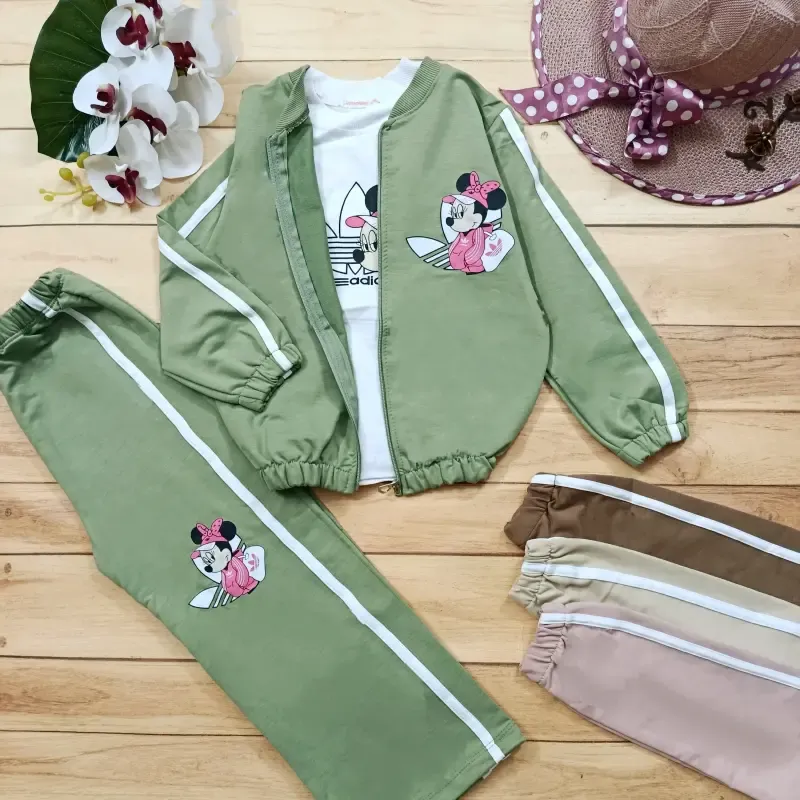 سه تکه سویشرت و شلوار و تیشرت آدیداس مدل بگ پنبه گلکسی سایز 45 تا 60 رنگ کرم کالباسی موکا زیتونی