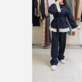 کت شلوار زنانه مدل ماهور پارچه مازراتی خرج کار سفید سایز 38 تا 50