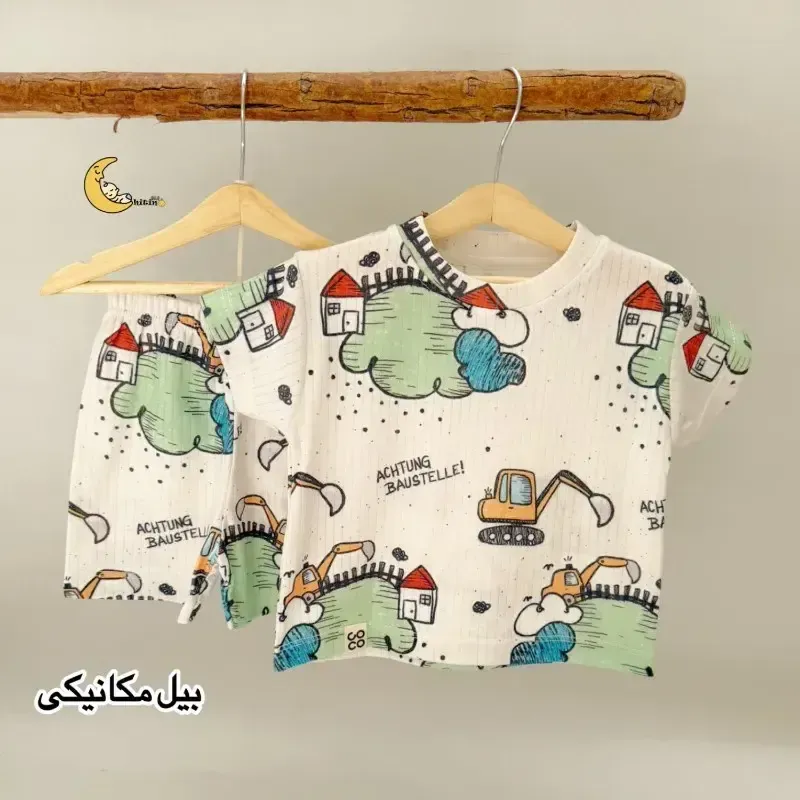 تیشرت شلوارک خونگی بچگانه نخ پنبه کبریتی ست راحتی 1 تا 7 سال 6 سایز 5 طرح