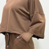 تیشرت کراپ باکسی کلاه دار جنس گلکسی کد 1397