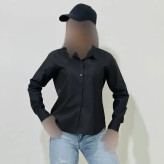 شومیز بیسیک زنانه کد 1147 یقه مردانه آستین بلند بنددار نخی یونیسکس سایزبزرگ