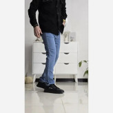شلوار لی راسته فاق بلند مردانه جین پارچه آرتا نیمه کش
