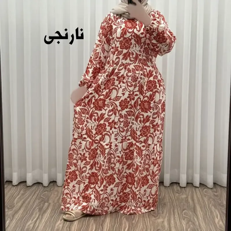 پیراهن فلور بوگاتی مدل ایوبی فری سایز زنانه تا سایز 46 چهارفصل شیک و راحت با کمربند سایه نمیاندازد