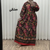پیراهن فلور بوگاتی حاشیه دار نخی فری سایز تا 50 بنددار چهارفصل زنانه شیک