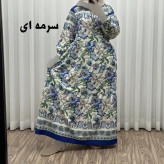 پیراهن فلور بوگاتی حاشیه دار نخی فری سایز تا 50 بنددار چهارفصل زنانه شیک