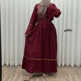 پیراهن نخی گلدوزی زنانه و دخترانه فری سایز مدل نازی کد 1778