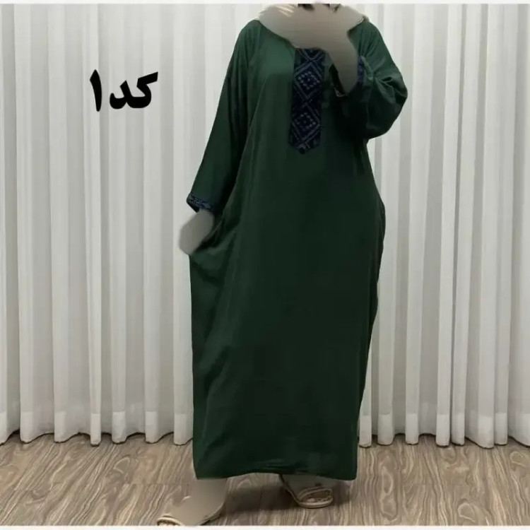 پیراهن کفتان کراش گلدوزی فری سایز زنانه تا سایز 52 شیک و راحت چهارفصل