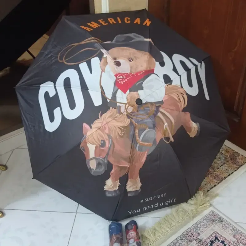 چتر تاشو کودک و نوجوان مدل تدی ضد باد 4 طرح